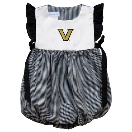 Girls Infant Vive La Fete Black Vanderbilt Commodores Gingham Puffy Bubble Dress