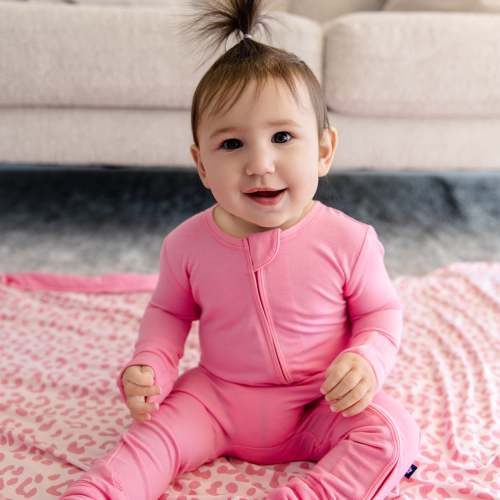 Larkspur Baby | Romper Pajamas | Convertible Footed Romper in Wild Rose