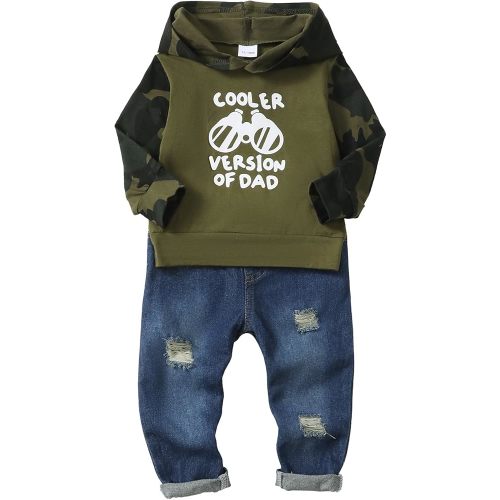 NZRVAWS Baby Boy Clothes Toddler Boy Outfit 2 3 4T 6 12 18 24 Month Fall Winter Hoodie Ripped Jeans Clothing