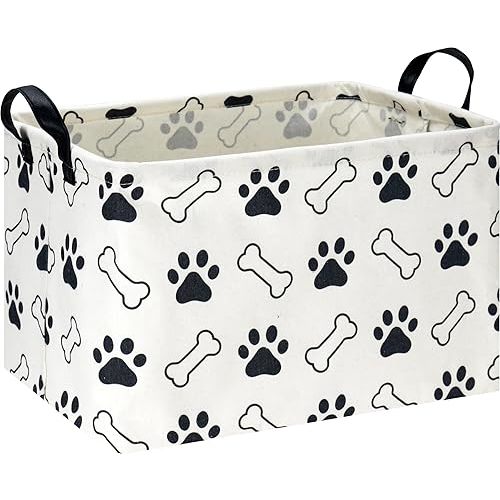 Rectangular Storage Basket,Collapsible Gift Basket with Handles,Kids Toys/Books Box,Room Decor(Paw)