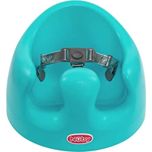 Nuby My Floor Seat - Portable Baby Chair with Soft Foam Cushion, Safety Harness, and High Back Design - 4+ Months - Aqua