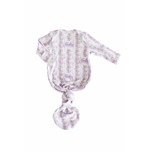 Violet Vines Personalized Newborn Baby Knot Gown | Caden Lane