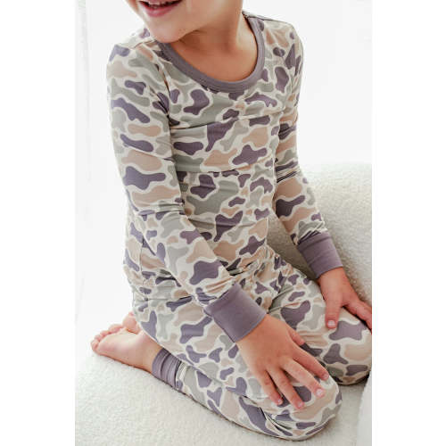 Two-Piece Bamboo Pajamas in Camo Cutie | Caden Lane