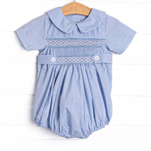Bleu: Shipley Smocked Bubble, Blue Gingham – Stitchy Fish