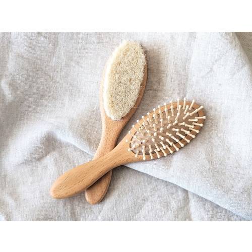 Baby Natural Hair Wooden Comb Brush Gift Set | Newborn Brush Set | Plastic Free Brush Set | Rubber Wood High Quality
