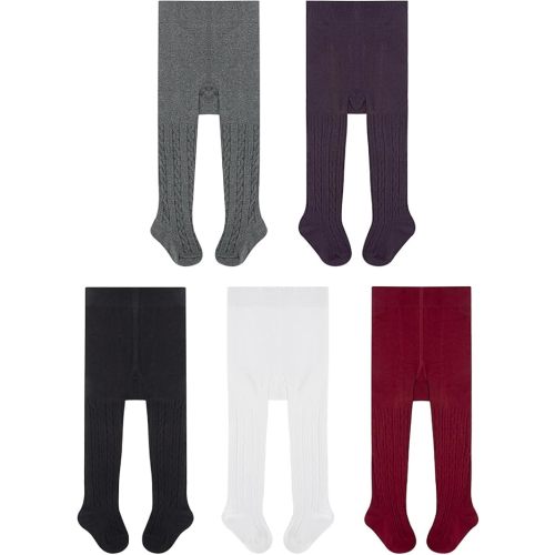 5 Pack Baby Toddler Girls Cute Cable Knit Cotton Tights Pantyhose Leggings Stocking Pants