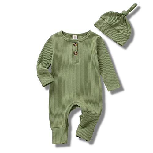 CIYCUIT Newborn Baby Boy Girl Romper Clothes Infant Solid Ribbed Onesie Bodysuit Jumpsuit Outfits