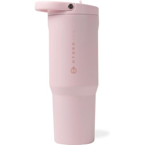 HydroJug Sport - Stainless Steel Tumbler with Straw, Vacuum Insulated, 40oz Leakproof Water Bottle, Ergonomic Design, Reusable, Dishwasher Safe, Rubber Base, Durable for Gym or Outdoors, Pink Sand
