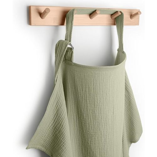 Comfy Cubs Muslin Nursing Cover, Pack of 1, 100% Muslin Breastfeeding Cover - Soft & Breathable Baby Nursing Scarf with Adjustable Neck Strap - Portable, Lightweight & Privacy Coverage - Sage