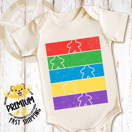 5 Color Meeple Onesie®, Meeple Bodysuit, Gaming Onesie®, Meeple Onesie®, Colorful Meeple Onesie®, Board Game Onesie®, N1549