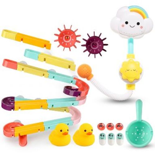Interactive Bathtub Slide Set and Baby Shower Sprayer Toy Bundle – Fun Bath Toys for Toddlers, Educational and Durable Water Play Set