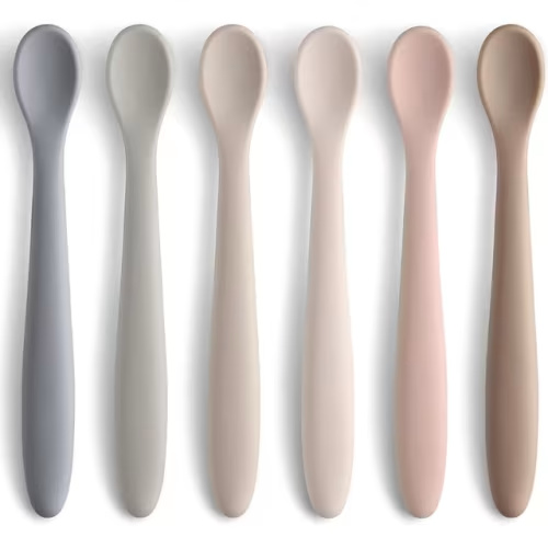 6-Piece Silicone Feeding Spoons for First Stage Baby and Infant, Soft-Tip Easy on Gums I Training Spoon | Baby Utensils Feeding Supplies, Dishwasher & Boil-proof