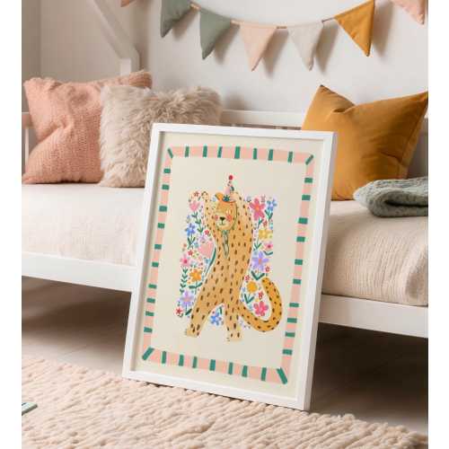 Leopard Nursery Art Print: Colorful Jungle Animal Illustration