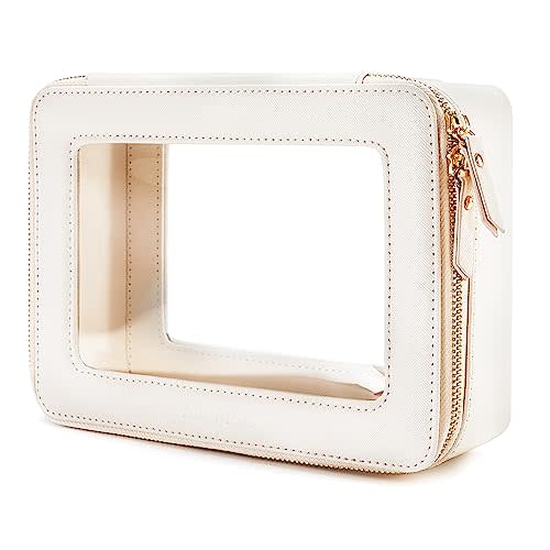 Aveniee Clear Makeup Bag Organizer,Large Travel Toiletry Bag for Women, Waterproof Cosmetic Pouch with Zippers,Car Organizers and Storage Case for Accessories,White