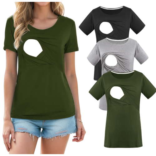 Women's Maternity Nursing Tops Clothes Breastfeeding T-Shirts 3-Pack