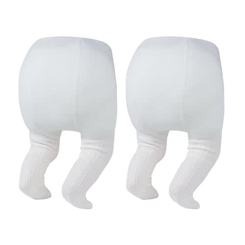Zando 2 Pack Baby Girl Tights Cable Knit Cotton Winter Stockings 0-12M | Highly elastic, seamless, skin friendly, breathable, cotton, newborn tights, baby warm for daily wear and christenings.