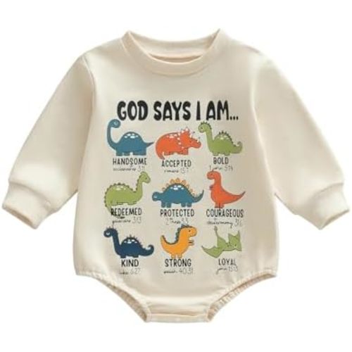 NZNDSHD ​Baby Boy Clothes Fall Sweatshirt Long Sleeve Dinosaur Bubble Romper Tops One Piece Bodysuit Outfit