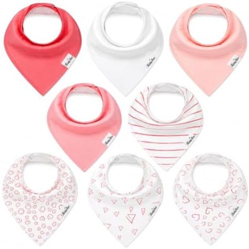 KiddyStar Organic Cotton Baby Drool Bibs | Soft, Adjustable, Absorbent, Unisex Teething Bandana Bibs for Babies