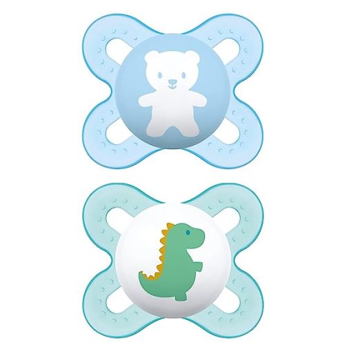MAM Original Start Newborn Baby Pacifier, Best Pacifier for Breastfed Babies, Sterilizer Case, 0-3 Months, Boy, 2 Count (Pack of 1) - 2-Pack