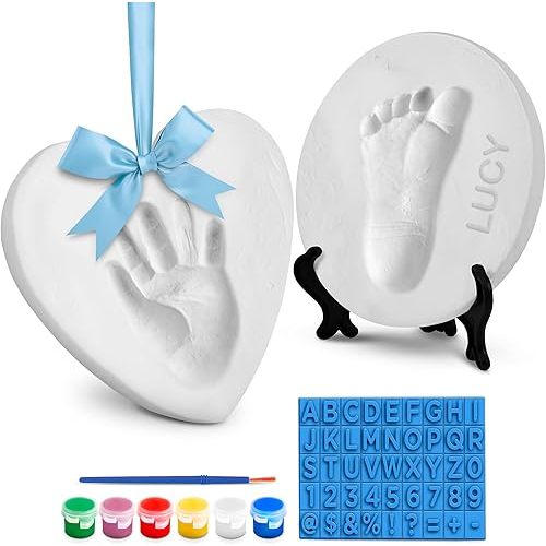 Casting Keepsakes Baby Handprint Ornament Making Kit (Includes Paint Set) Ornament Making Kit for Kids - Baby Hand and Footprint Clay
