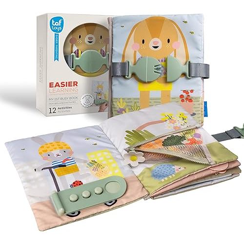 Taf Toys Montessori Toys for 1 2 3 Year Old Activity Book, Preschool Learning Activities for Toddlers. Busy Board Sensory & Fine Motor Skills, with 12 Sensory Toddler Activities for Boys & Girls