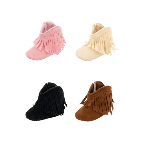 Suede Fringe Moccasin Boots for Baby