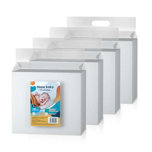 HOPE BABY Baby Changing Pad Cover, Portable Diaper Changing Pad Disposable Underpads, 24”x 24”(100 Count) Soft Bed Pads, Perfect for Home, Travel, Car Seats, Pack of 4