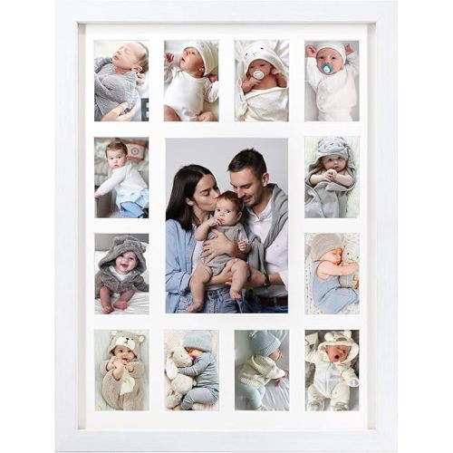 12 month photo frame,my first year photo board,K-12 Collage Photo Frame for Baby First Year Keepsake, 12x16 Multi Picture Frame-13 Opening,Great for Children's Photos, Portrait