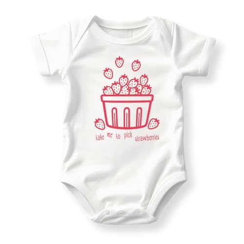 Take Me To Pick Strawberries Baby Bodysuit, Toddler, Kids T-Shirt - Natural Cotton Shirt for Children