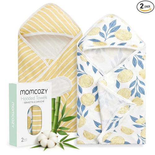 Momcozy Baby Towel with Hooded-Original Design Baby Towel Set -Soft & Absorbent- Shower Gifts or Bath Essential for Infant, Newborn, Toddler, Marine Sea Whale Seal Waves Magic