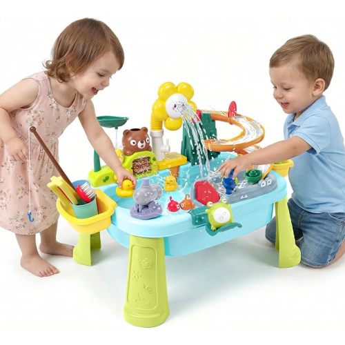 Water Table for Toddlers 1-3 with Pump: Tip-Free on Uneven Backyard