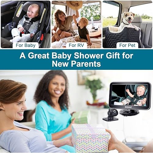 DoHonest Baby Car Camera 7-Inch: USB Plug and Play Easy Setup 360 Degree Rotating Backseat Camera Two Kids HD 1080P Rear Facing Car Seat Cameras Clear Night Vision -V9