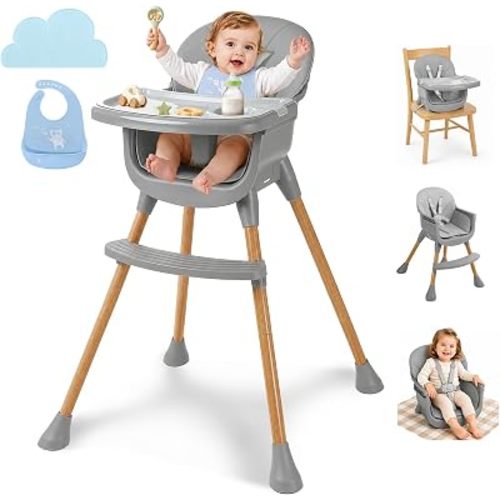 Baby High Chair, 4 in 1 Convertible High Chairs for Babies and Toddlers