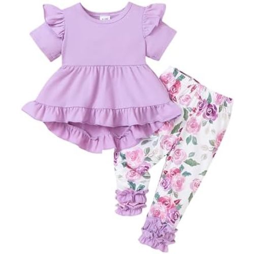 Baby Girl Clothes Infant Toddler Girl Outfit Long Sleeve Shirts Top Rufffle Pants Little Girls Clothes