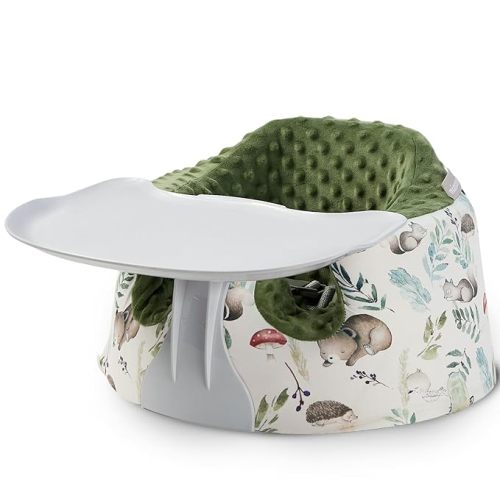 Seat Cover and Tray Sets Accessory Compatible with Bumbo Floor Seat for Baby,Breathable Baby Bumbo Seat Cover，Bumbo Activity Tray Attachment Easy to Install and Remove (Forest)