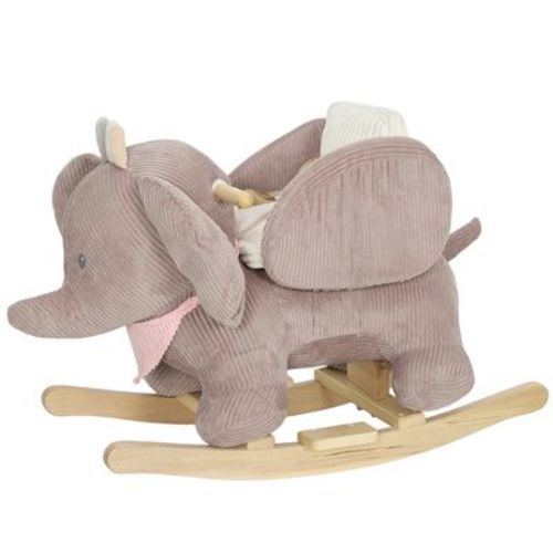 Qaba Baby Rocking Horse with Seat, Kids Ride On Elephant Rocker with Realistic Elephant Sound and Safety Belt for 18 to 36 Months, Pink