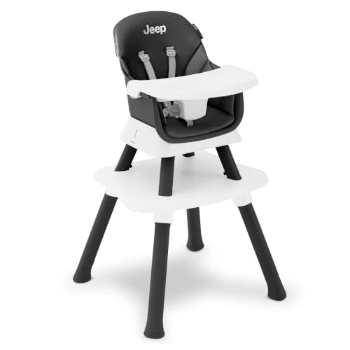 Jeep Milestone 6-in-1 Convertible High Chair by Delta Children, Black | 6-in-1 High Chair Converts to Stool, Booster Seat, Toddler Chair, Activity Table and Desk and Chair for Babies & Toddlers