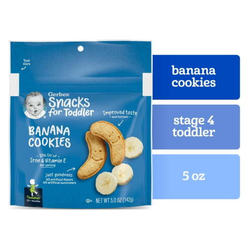 Gerber Toddler Snacks, Banana Cookies, Toddler Cookies, Finger Foods, Snacks for Toddlers 5 oz