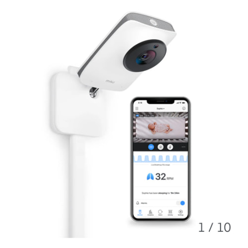Miku Pro Smart Baby Monitor with wall mount kit | No Contact Breathing and Sleep Tracking