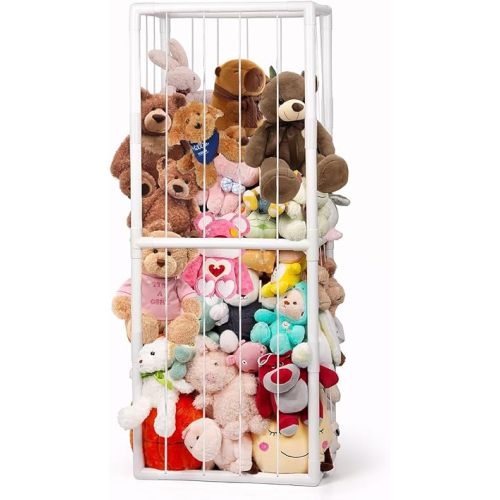 Stuffed Animal Storage, Kids Toy Zoo Storage Organizer with Elastic Band, Thicken PVC Tube Large Stuffed Animals Holder for Nursery Playroom Bedroom Room Furniture Plush Storage