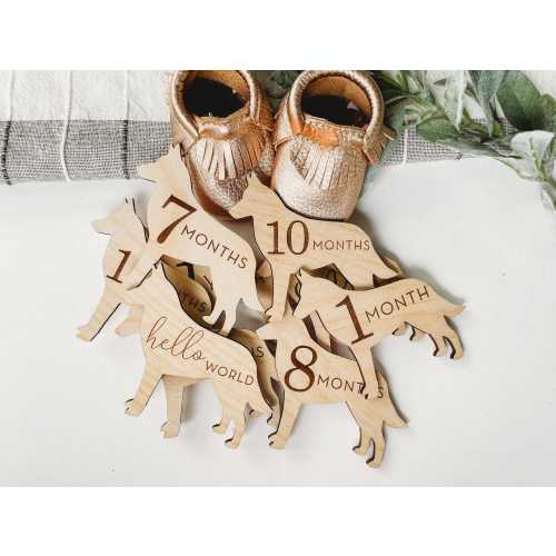 Dog Nursery German Shepherd Monthly Milestone Plaques | Baby Shower Gift | Custom German Shepherd Newborn Baby Gift for Dog Nursery Dog Mom