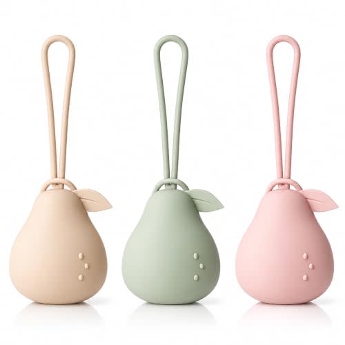 Andy Bear Silicone Pacifier Holder Case, Baby Paci Storage Case Silicone, Portable Leakproof One-Piece BPA-Free Set of 3-Ivory, Sage, Blush