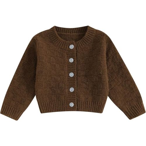 Toddler Baby Girl Textured Cardigan Sweater Oversized Solid Color Long Sleeve Button Knitted Sweaters Warm Clothes