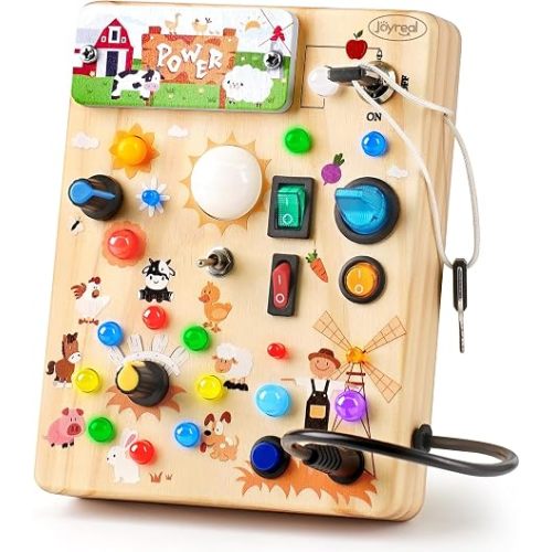 Joyreal Wooden Busy Board for Toddlers - Montessori Toys for 1 2 3 Year Old