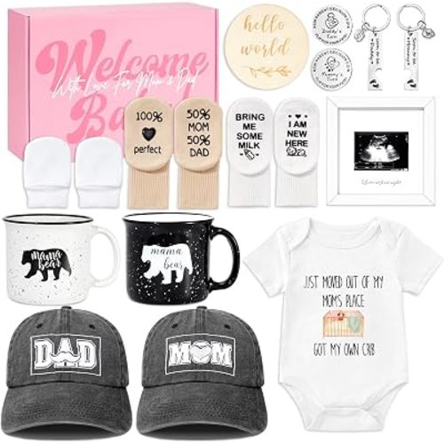 New Parents Gifts for Couples, First Time Mom and Dad Pregnancy Gift Basket