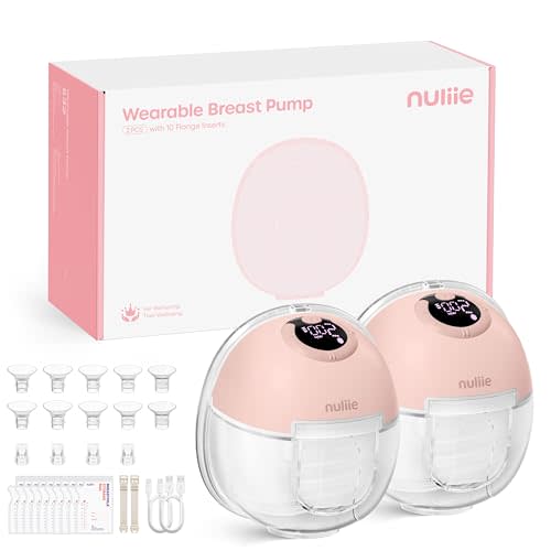 Nuliie S32 Wearable Breast Pump Hands-Free, More Private Electric Pump, 4 Modes 9 Suction Levels, 24mm Flange with 13/15/17/19/21mm Inserts, Easy Clean & Anti-Leak Design (2 Pack, Pink)