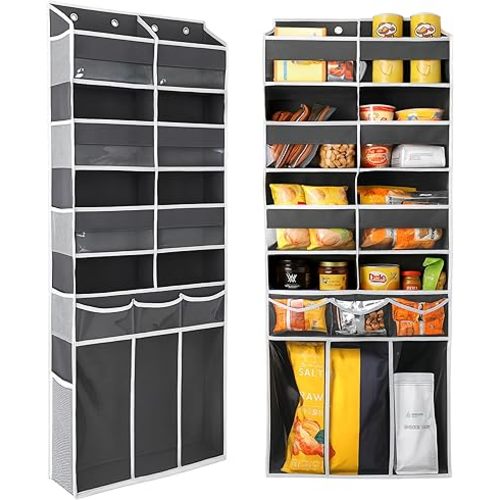 Extra Large Over The Door Organizer with Clear Pockets - 8 Compartments & XL Bottom Storage, Heavy-Duty Hanging Organizer for Bathroom, Bedroom, Closet (57 Inch Height).