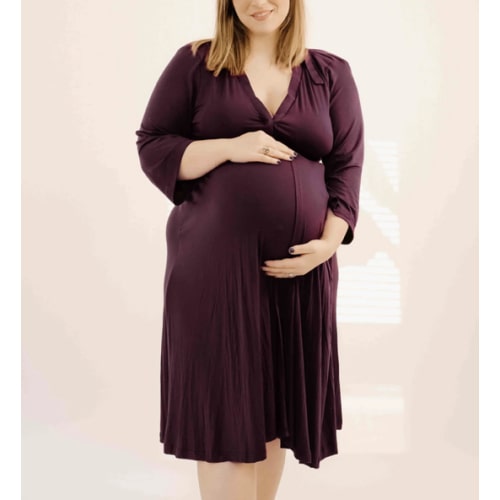 Lila Labor & Postpartum Gown in Plum