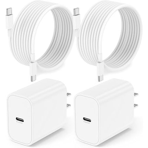 2Pack 40W iPhone 17 16 15 Charger and 10ft Type C to C Cable Cord Long, USB C Fast Charging Block for Apple iPhone 17 Pro Max/17 Air/16 Pro/16/15 Plus/iPad/mini, Wall Plug Power Adapter Cube Brick