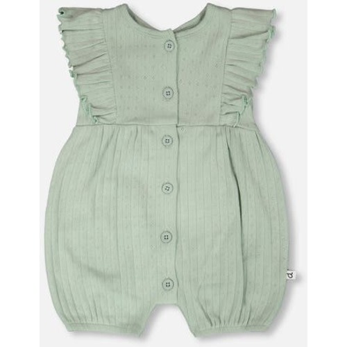 Cotton Pointelle Jersey Romper with Frills, 12M